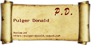Pulger Donald névjegykártya